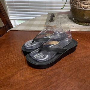 Olukai Mala’e W Wedge  Flip Flop Thong Sandals Leather